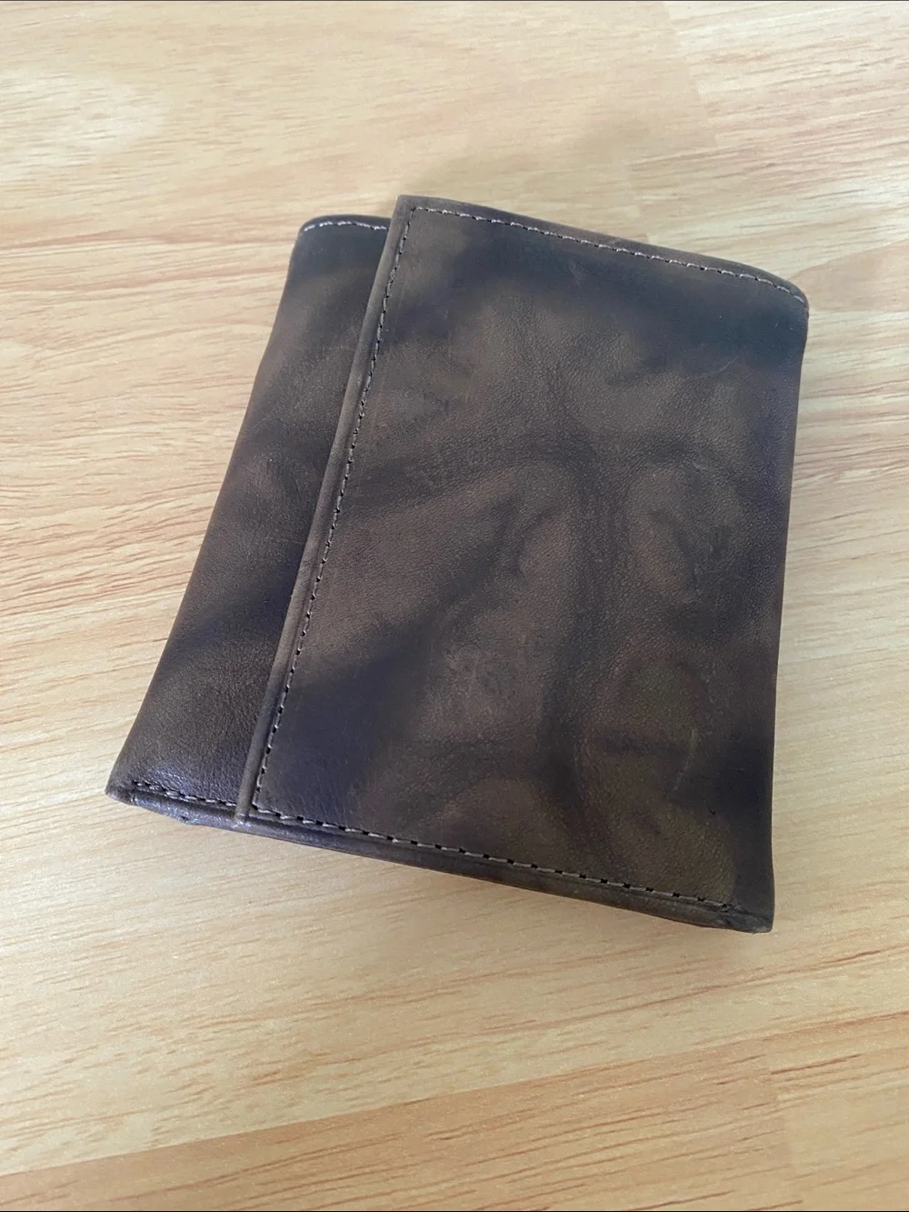 Brown Leather Men's Trifold Wallet New
